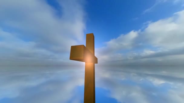 Croix Christ Avec Rotation Complète Ciel Coucher Soleil Religion Foi — Video