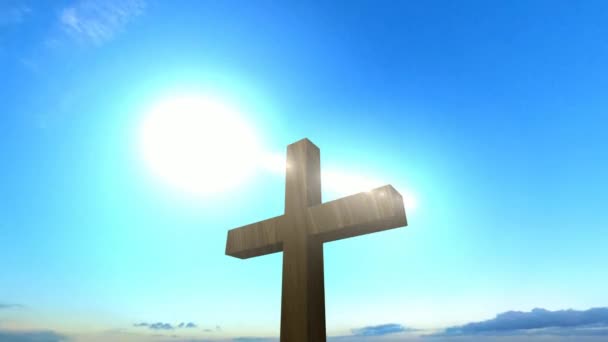 Croix Christ Coucher Soleil Avec Effet Soleil Religion Foi Espérance — Video