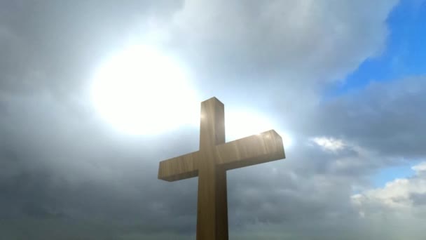 Croix Christ Coucher Soleil Avec Effet Soleil Rendre Religion Foi — Video