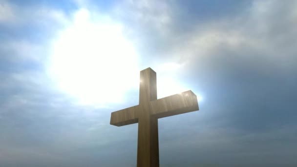 Croix Christ Coucher Soleil Avec Effet Soleil Rendre Foi Espérance — Video