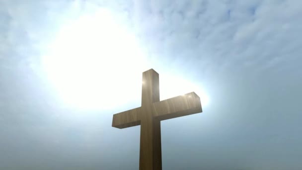 Croix Christ Coucher Soleil Avec Effet Soleil Espérance Religion Foi — Video