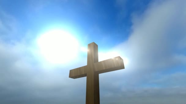 Croix Christ Coucher Soleil Avec Effet Soleil Religion Foi Render — Video