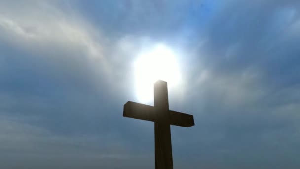 Croix Christ Coucher Soleil Avec Effet Fond Rendre Foi Religion — Video