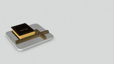 Tahta Haç ve Kutsal İncil 'le tam dönüşümlü olarak arka plan, inanç, umut, din. 3B Hazırlama