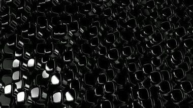 Kaotik döndürmedeki siyah geometrik şekiller, arkaplan, soyut tasarım, şekiller, 3B Render