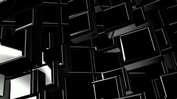 Černé Geometrické Tvary Chaotické Rotaci Figurky Abstraktní Design Pozadí Vykreslování — Stock video