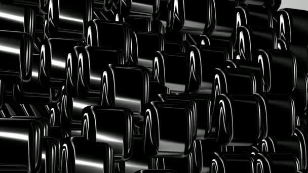 Formas Geométricas Negras Rotación Caótica Diseño Abstracto Fondo Figuras Render — Vídeo de stock