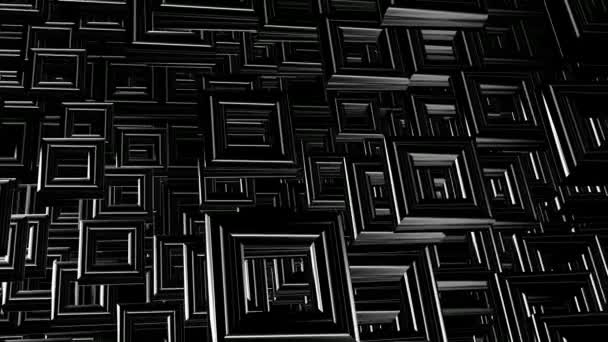 Чорні Геометричні Фігури Хаотичному Обертанні Render Фон Абстрактний Дизайн Фігури — стокове відео