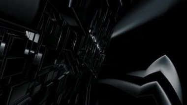Siyah geometrik şekillerde hareket, 3D oluşturma, soyut tasarım, şekiller, arkaplan
