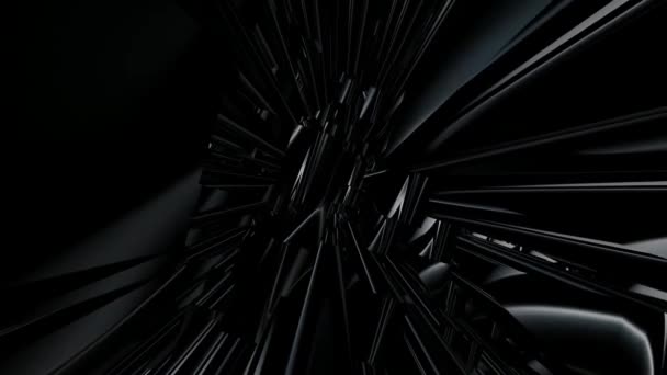 Pohyb Černými Geometrickými Tvary Pozadí Figurky Abstraktní Design Vykreslování — Stock video