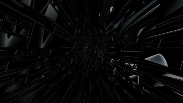 Pohyb Černými Geometrickými Tvary Pozadí Abstraktní Design Figurky Vykreslování — Stock video