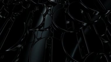 Siyah geometrik şekilli arka plan, lüks stil, figürler, soyut tasarım, 3D Render