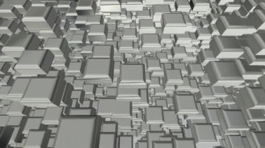 Gümüş geometrik şekillere sahip arka plan, figürler, lüks tarz, soyut tasarım, 3D canlandırma