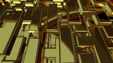 Altın geometrik şekilli arka plan, 3D görüntüleme, lüks tarz, figürler, soyut tasarım