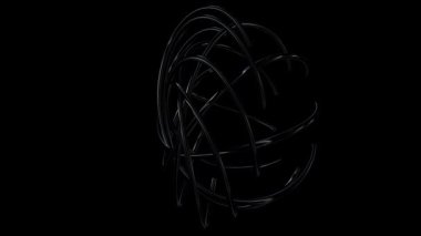 Siyah tüpler geometrik bir şekle katlanır, şekiller, lüks stil, 3D render, Alpha Channel