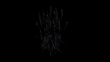 Siyah tüpler geometrik bir şekle katlanır, lüks stil, şekiller, 3D render, Alpha Channel