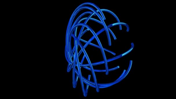 Μπλε Σωλήνες Διπλωμένα Γεωμετρικό Σχήμα Φιγούρες Στυλ Πολυτέλεια Render Alpha — Αρχείο Βίντεο