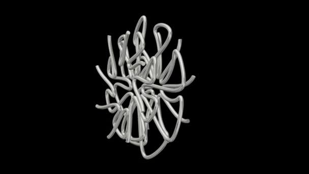 Срібні Трубки Складаються Геометричну Форму Стиль Розкоші Фігури Рендер Альфа — стокове відео