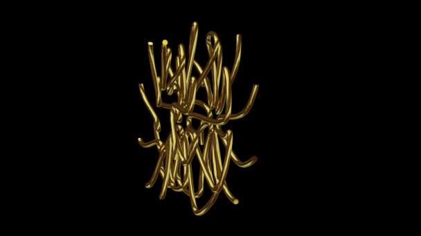 Los Tubos Dorados Doblan Una Forma Geométrica Estilo Lujo Figuras — Vídeo de stock