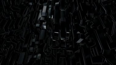 Arkaplanda dönen siyah geometrik şekiller, 3D oluşturma, şekiller, soyut tasarım, lüks biçim