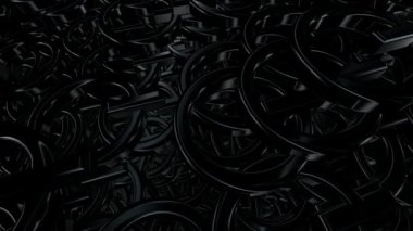 Arkaplanda dönen siyah geometrik şekiller, 3D çizim, soyut tasarım, şekiller, lüks stil