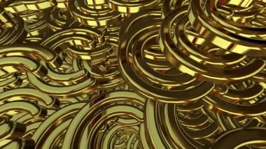 Altın geometrik figürlere sahip arka plan, soyut tasarım, şekiller, lüks tarz, 3D canlandırma