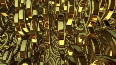 Dönen altın geometrik figürler, soyut tasarım, lüks tarz, şekiller, 3D çizim