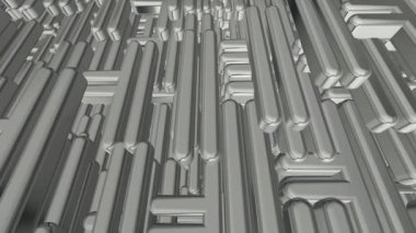 Gümüş geometrik figürler, şekiller, soyut tasarım, lüks tarz, 3D çizim