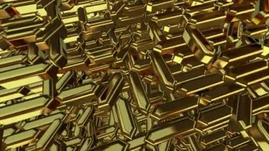 Dönen altın geometrik figürlere sahip arka plan, 3 boyutlu tasarım, soyut tasarım, lüks tarz, şekiller