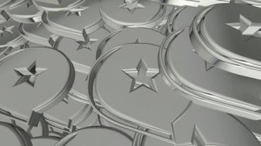 Gümüş geometrik figürlere sahip arka plan, lüks stil, soyut tasarım, şekiller, 3D canlandırma