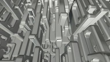 Dönen gümüş geometrik figürler, şekiller, lüks stil, soyut tasarım, 3D