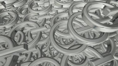 Dönen gümüş geometrik şekiller, 3D oluşturma, şekiller, lüks tarz, soyut tasarım