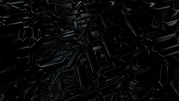 回転黒幾何学的図形 3Dレンダリング 抽象的なデザイン 豪華なスタイル 形状を持つ背景 — ストック動画