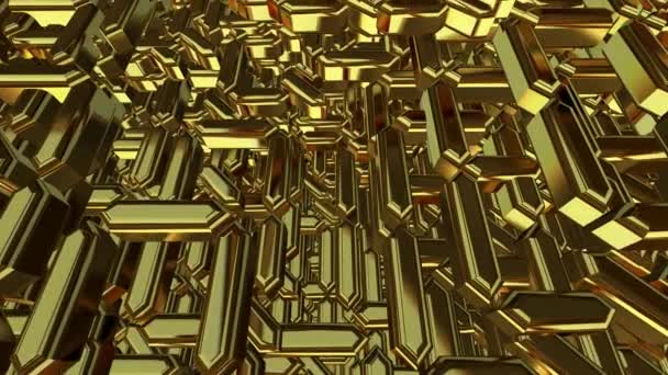Bakgrund Med Guld Geometriska Siffror Render Abstrakt Design Former Lyx — Stockvideo