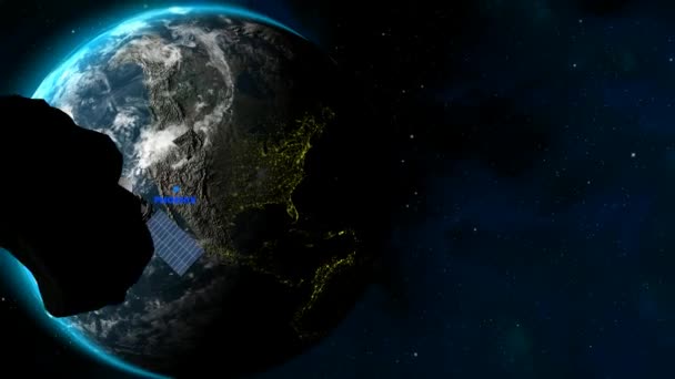 Phoenix Konumu Dünya Uydu Yıldızlar Göktaşları Giriş Hazırlama — Stok video