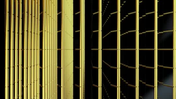 Φόντο Μαύρα Τετράγωνα Χρυσά Πλαίσια Σχήματα Αφηρημένη Σχεδίαση Στυλ Πολυτέλεια — Αρχείο Βίντεο