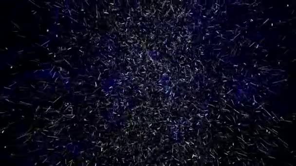 Mavi Arkaplan Üzerinde Yüzen Bir Milyon Gümüş Parçacığın Döndürülmesi Soyut — Stok video
