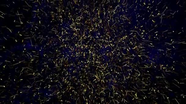 Miljon Gyllene Flytande Partiklar Blå Bakgrund Abstrakt Design Render — Stockvideo