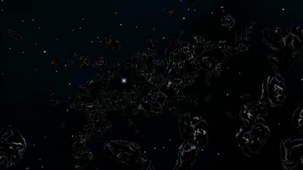 Antecedentes Con Vuelo Cerca Del Campo Asteroides Negro Renderizado — Vídeos de Stock