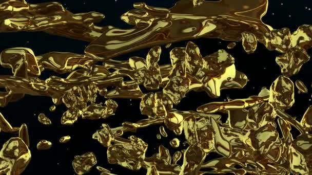 Pozadí Letem Zlatým Polem Asteroidů Vykreslení — Stock video