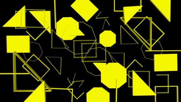 Fundo Com Formas Amarelas Flutuantes Figuras Geométricas Design Abstrato Render — Vídeo de Stock