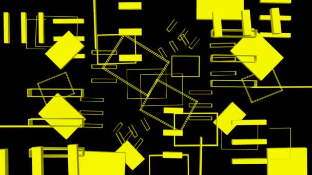 Háttér Lebegő Sárga Alakzatokkal Geometriai Alakzatokkal Render Absztrakt Design — Stock videók