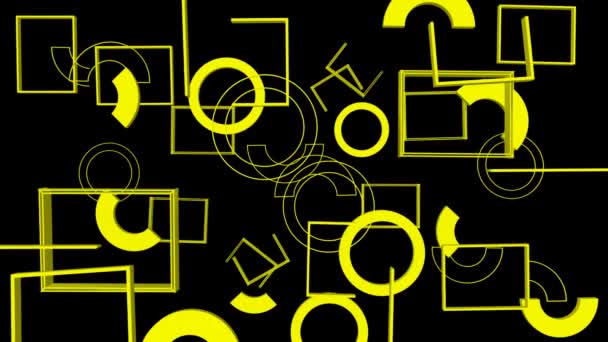 Фон Плаваючою Жовтими Фігурами Render Абстрактний Дизайн Геометричні Фігури — стокове відео