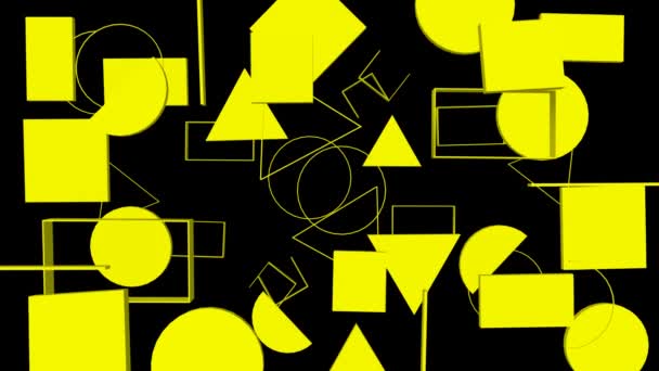 Háttér Lebegő Sárga Alakzatokkal Render Geometriai Alakzatok Absztrakt Design — Stock videók