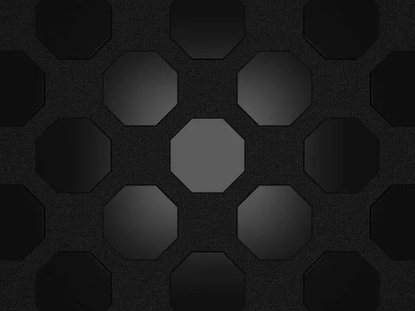 Black Background Octagons Textured Layer Abstract Design — Stock Photo, Image