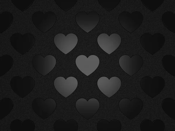 Черный Фон Сердечками Абстрактным Дизайном Текстурированным — стоковое фото