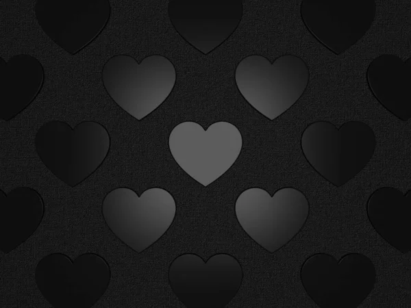 Black Background Hearts Textured Layer Abstract Design — стокове фото