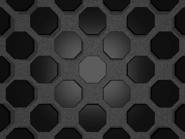 Grey Background Black Octagons Textured Layer Abstract Design — стокове фото