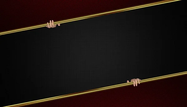 Lusso Sfondo Nero Rosso Con Due Mani Strati Strutturati Linee — Foto Stock
