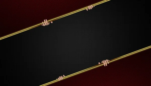 Lusso Sfondo Nero Rosso Con Quattro Mani Strati Strutturati Linee — Foto Stock